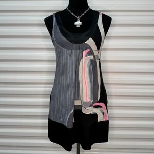 2000s Express Abstract 60s Style Mini Dress with Pockets!!